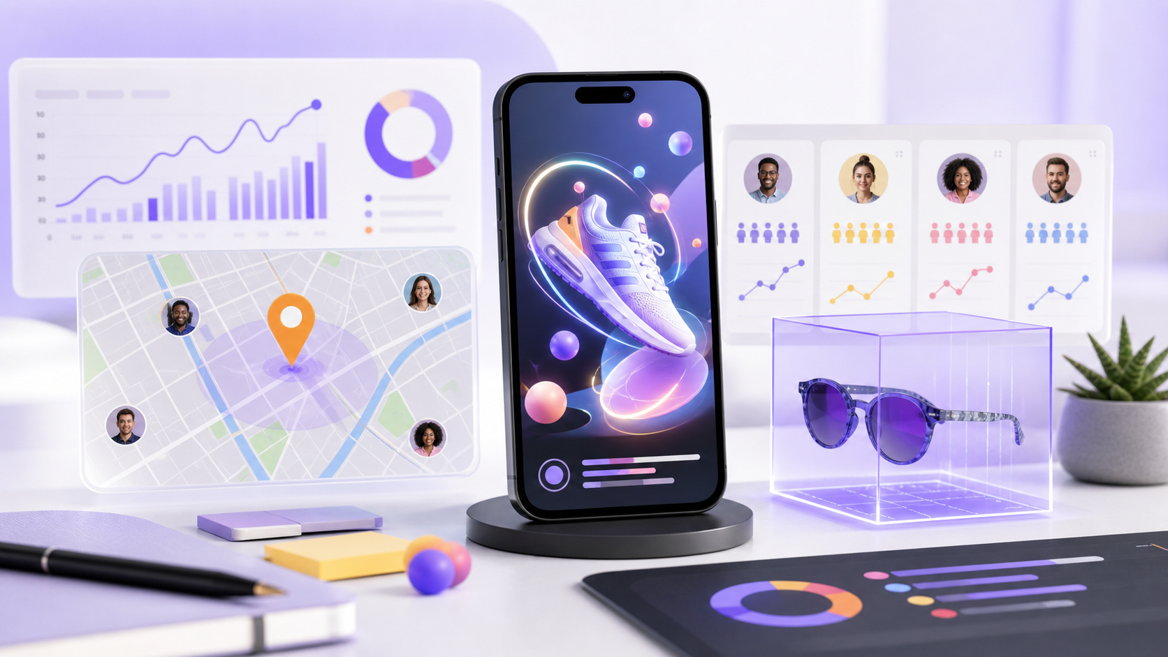 Snapchat Ads management dashboard and mobile campaign visuals