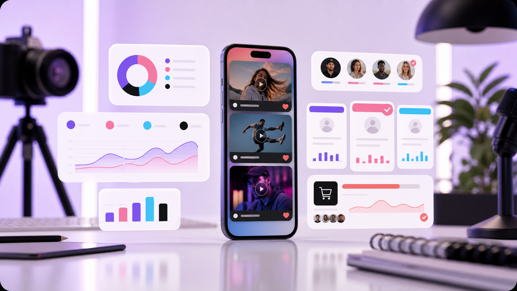 TikTok Ads management dashboard and short-form video campaign visuals