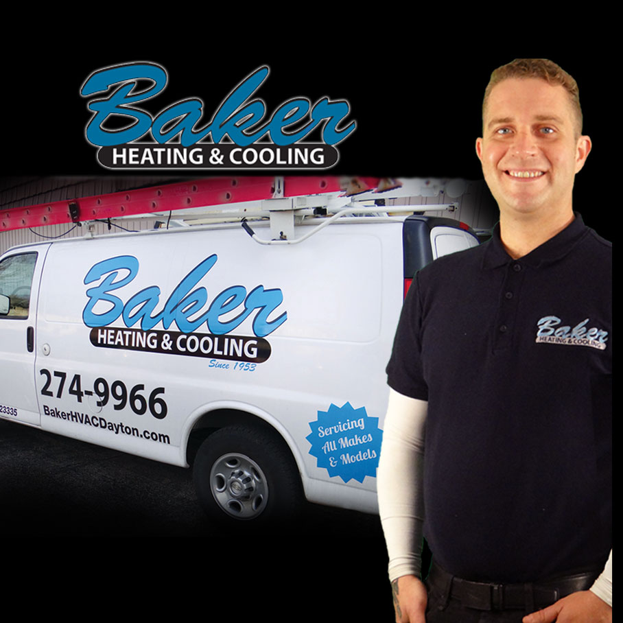 Baker Heating and Cooling service van and technician